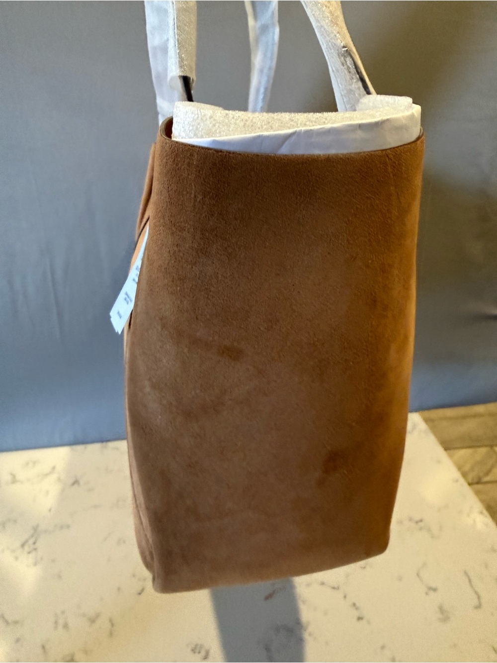 Coach Suede Tote in Rich Chestnut Brown with Gold Hardware - Picture 7 of 10